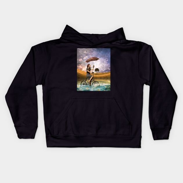 I Want to Ride My Bicycle Kids Hoodie by Phatpuppy Art